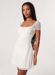 Cap Sleeve Ditsy Mini Dress