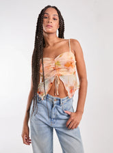Distressed Mesh Butterfly Cami Top