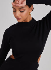 Side Cut Out High Neck Dress