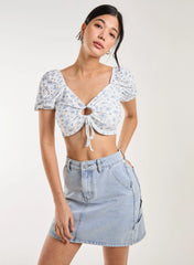 Floral Broderie Puff Sleeve Top