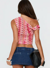 Beaming Brighter Off Shoulder Cinched Draped Top Pink
