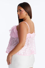 Sparkle Now Sleep Later Ruffle Sequin Flyaway Top