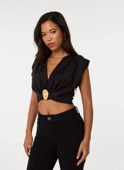 Stone Buckle Slinky Crop Top