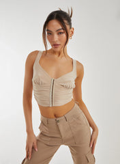 Eyelet Detail Corset Crop Top