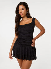Jersey Jacquard Square Neck Mini Dress