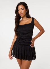 Jersey Jacquard Square Neck Mini Dress