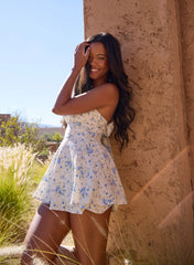 Tie Back Ditsy Bandeau Playsuit