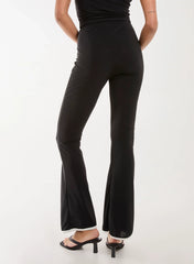 High Waisted Bow Detail Piping Flares