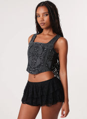 Diamante Denim Corset Top
