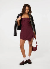 Pinstripe Bandeau Skort Dress