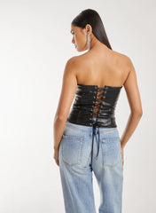 Snake PU Lace Up Corset Top