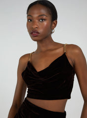 Velvet Chain Detail Crop Top
