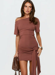 Eastside Girls Off Shoulder Cinched Mini Dress Clay
