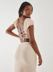 Textured Jersey Puff Sleeve Top