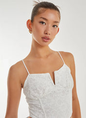 V-Detail Lace Strappy Top