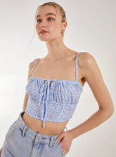 Floral Tie Front Cami Cropped Top