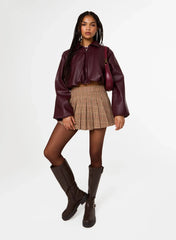 Faux Leather Puffball Jacket