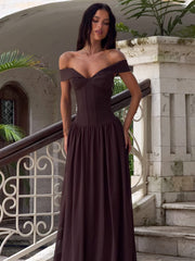 JUNIPIA MAXI DRESS CHOCOLATE