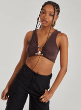 Gold Trim Slinky Sleeveless Top
