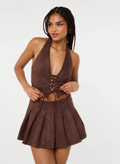 Suedette Lace Halterneck Top