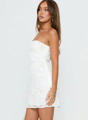 Karlottie Strapless Mini Dress White Burnout