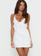 Marinna Halter Ruffle Mini Dress White