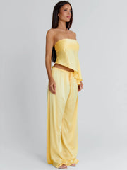 CLOVELLY SATIN PANTS YELLOW