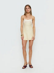 Alishia Satin Sequin Corset Mini Dress Butter