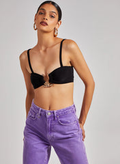 Gold Trim Slinky Crop Top