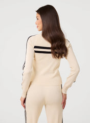 Stripe Front Zip Up Sweatshirt