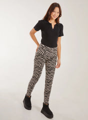 Zebra Print Straight Jeans
