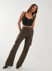Eyelet Detail Corset Crop Top
