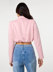 Crop One Button Puffball Blazer Jacket