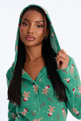 Sweet All Year Waffle Hooded PJ Romper