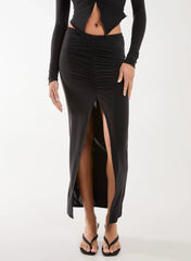 Slinky Ruched Maxi Skirt