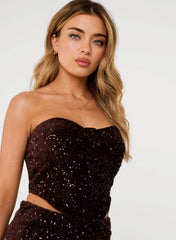Velvet Sequin Bra Cup Bustier