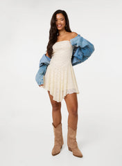 Lace Asymmetric Mini Dress