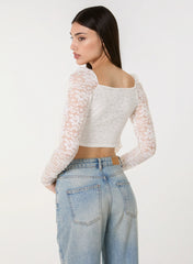 Long Sleeve Lace Butterfly Top