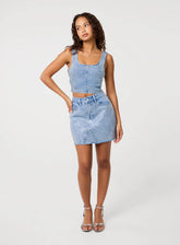 Diamante Denim Skirt