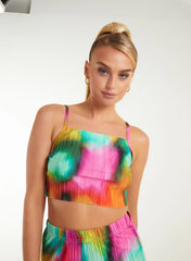 Plisse Graphic Print Top
