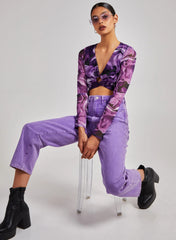Long Sleeve Marble Print Top