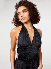 Diamante Slinky Halter Dress