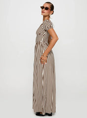 Collyns Maxi Dress Beige Pinstripe