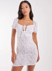 Floral Puff Sleeve Mini Dress