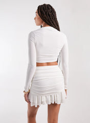 Long Sleeve Slinky Ruffle Top
