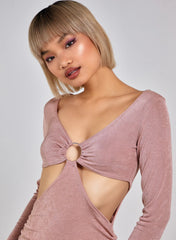 Cut Out Ruched Slinky Dress