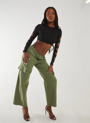 Ribbed Long Sleeve Cut Out Top