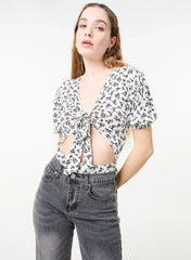 Floral Cut Out Tie Bodysuit