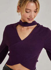 Choker Twist Front Knit Top