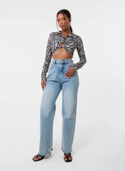 Zebra Print Collared Top